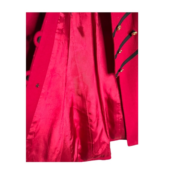 Vintage 100% Wool Military Style Jacket Blazer Red 80s Stripes Black Flaws 6 - Picture 5 of 8
